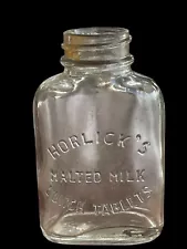 Antique HORLICKS Malted Milk Lunch Tablets Bottle Jar No Lid Hazel Atlas Rare 13