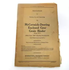 McCormick-Deering Vtg Enclosed Gear Grain Binder Type "E" Instructions SBC127