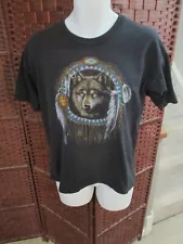 Vintage 90s Wolf Print Dreamcatcher T shirt Adult Medium Single Stitch