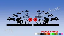Lest We Forget Remembrance Car Decal Vinyl Sticker x2 poppy day A438