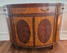 ​​Ethan Allen Townhouse Inlaid Demilune Chest Server Sideboard Buffet Mahogany