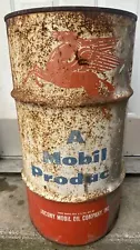 Vintage 16 Gallon Red Pegasus Mobil Oil Drum