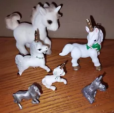 UNICORN GEM 6 Vintage Figurines Porcelain & Lead MAGNIFICENT CONDITION Ship Free