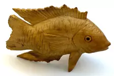 Hand Carved Wooden Fish Figurine 4.25"