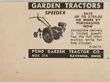 1947 Print Ad Speedex Garden Tractors Pond Garden Tractor Co. Ravenna,Ohio