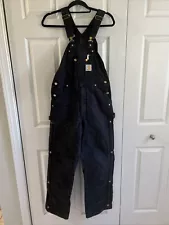 Carhartt Bibs R41 BLK 30x32 Double Knee Bib Quilt Lined Zip Leg Workwear