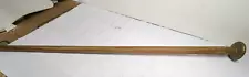 Unique Vintage Used Wooden Brass Capped Top & Tip Walking Cane 35 " Long