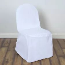 10 White POLYESTER BANQUET CHAIR COVERS Wedding Party Catering Decorations SALE