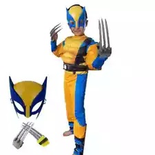 Child Wolverine Cosplay Costume – Luxury Mask & Jumpsuit for Halloween, Christma