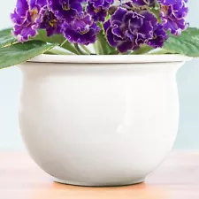 African Violet Pots Ceramic 6.5”W x 4.6”H Self Watering Planter for White