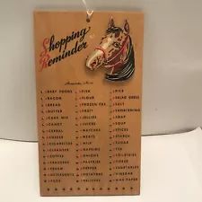 VINTAGE Shopping Reminder Wooden Peg Board, W Horse Head, Anaconda, MT.