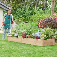 Wooden Raised Garden Bed Divisible Planter Box for Yard/Greenhouse/Plants Used