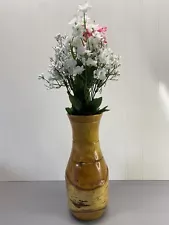 Hand Turned White Birch Wood Vase 10.25” Tall Crafted Flower Holder