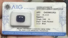 Natural Blue Burma Sapphire 5.16ct Cushion Cut Loose Gem AIG CERTIFIED