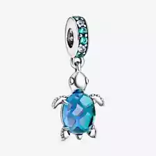 *BRAND NEW* Pandora 925 Silver Murano Glass Sea Turtle Dangle Charm 798939C01