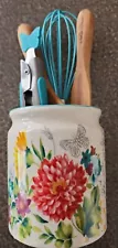 Pioneer Woman ~ Blooming Bouquet ~ 3.5 x 4.25 Ceramic Crock 4-Pc. Mini Utensils