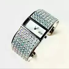 Pavé Crystal Ice Bangle Watch - Aurora Borealis