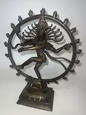 Vintage Shiva Nataraja Statue, Dancing Hindu God, Brass?, 15” tall, 10lb. (read