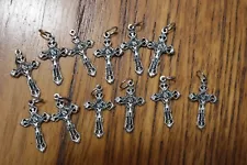 Vintage Italian Crucifix Rosary Religious Medallions Medals Catholic Lot of 12