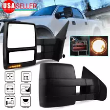 Pair Tow Mirrors for 2007-2014 Ford F150 F-150 Pick up Power Heated Puddle Light