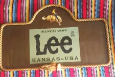 LEVI'S KANSAS USA Vintage Not for Sale Promotional Banner Wooden Display 35in