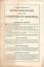 Scarce 1926 STONE MOUNTAIN & CONFEDERATE MEMORIAL Pamphlet Atlanta Georgia U.D.C