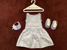 SALE~AMERICAN GIRL DOLL JLY 2008 SPRINGTIME SUNDRESS SET~PURPLE DRESS,SHOE,PURSE