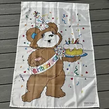 Large Vintage 90s Birthday Bear Flag for Flag Pole Happy Birthday Flag TCFC