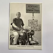 Steve McQueen The Great Escape Movie Still On A Motorcycle Postcard UNP