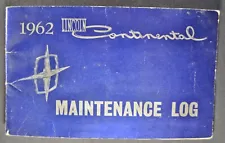 1962 Lincoln Continental Maintenance Log Sedan Town Car Convertible Original 62