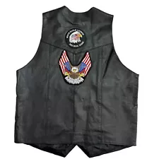 USA Bikers Vest Dream Apparel Leather Motorcycle Vest with Patches & Pins sz 36