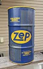 Vintage Zep 20 Gallon Steel Oil Drum Barrel Gas Oil Advertising