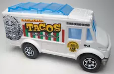 2020 MATCHBOX CHOW WAGON TACOS WHITE 3" DIECAST FOOD TRUCK W YELLOW RED & GREEN