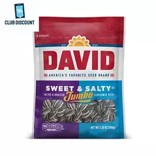 DAVID Seeds Sweet and Salty Salted and Roasted Jumbo Sunflower Seeds, 5.25 OZ Ba