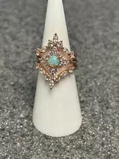 Bomb Party October Birthday Ring Size 5 Ice Blue Fire Opal She’s A Magestic