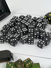 50 plus Vintage Original Dice Collection BLACK Large Ones 1 Inch & Std. Lowes