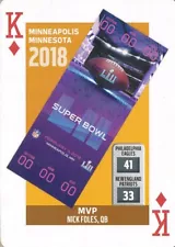 SUPER-BOWL LII TICKET Eagles vs. Patriots PLAYlNG-CARD Nick Foles MVP