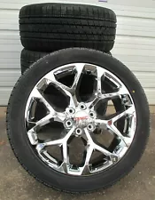 22" New set of 4 GMC Yukon Sierra Chrome Wheels and Tires 5668N Red Caps (For: More than one vehicle)