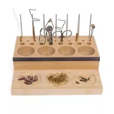 Fly Tying Fishing Kit Tool Organizer - Wooden Fly Fishing Desk