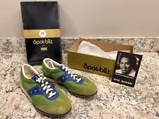 Vintage OJ Simpson Mint Football Athletic Shoes HYDE Spot Bilt GREEN & BLUE 1976