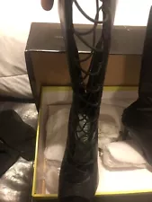 Black High Open Toes Boots With Box