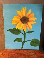 Original Sunflower Oil Painting on Canvas Board 16x20 Unframed