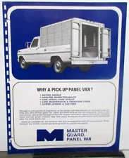 1969 Master Guard Panel Van For Pickup Trucks Dealer Sales Data Sheet