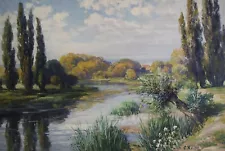 Clearance Sale Pickup Painting Signed Landscape River Carl KUIPER 1865 - ?