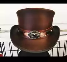 Leather Top Hat for Cosplay Gothic Steampunk Victorian Halloween