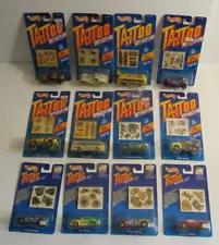 Lot of 12 VIntage Mattel Hot Wheels Cars Tattoo Machines w Ferrari Road Pirate