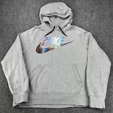 Nike Hoodie Mens Large Gray Galaxy Space Print Pullover Sweatshirt Athletic