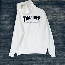 Thrasher Hoodie Men's Medium M White Skate Magazine Graphic Pullover Sweatshirt