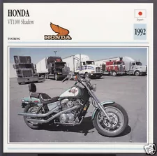 1992 Honda VT1100 Shadow (1099cc) Japan Bike Motorcycle Photo Spec Info Card