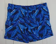 Land's End Men Swim Trunks Shorts 3XL TALL Blue Mesh Lined Drawstring Pockets